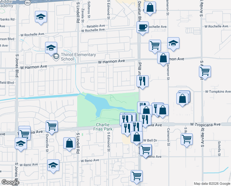 map of restaurants, bars, coffee shops, grocery stores, and more near 4658 Royal Ridge Avenue in Las Vegas
