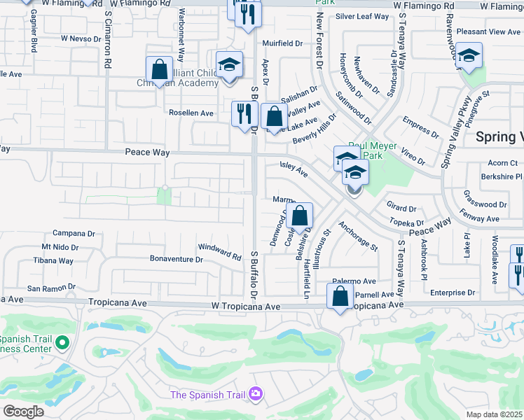 map of restaurants, bars, coffee shops, grocery stores, and more near 4605 Ermine Court in Las Vegas