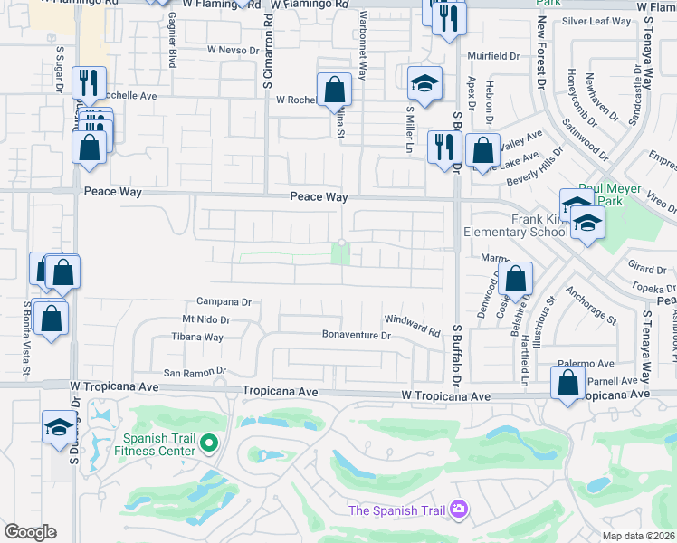 map of restaurants, bars, coffee shops, grocery stores, and more near 8013 Bodie Island Court in Las Vegas