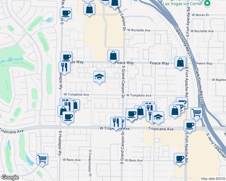 map of restaurants, bars, coffee shops, grocery stores, and more near 9873 Ashton Pines Court in Las Vegas