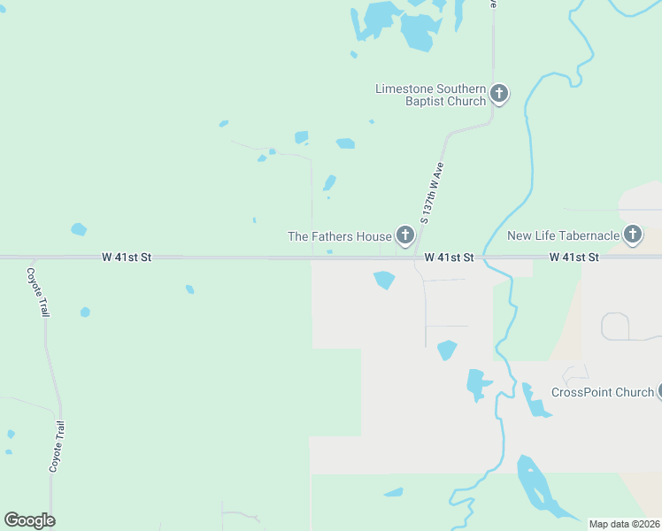 map of restaurants, bars, coffee shops, grocery stores, and more near 14425 West 41st Street in Sand Springs