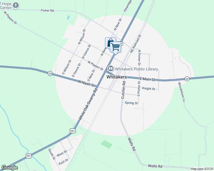 map of restaurants, bars, coffee shops, grocery stores, and more near in Whitakers