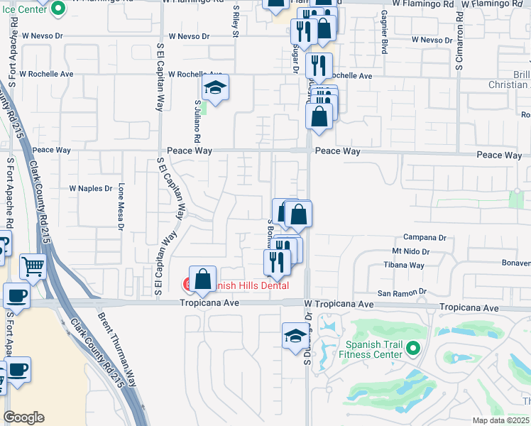map of restaurants, bars, coffee shops, grocery stores, and more near 4664 Stuttgart Street in Las Vegas