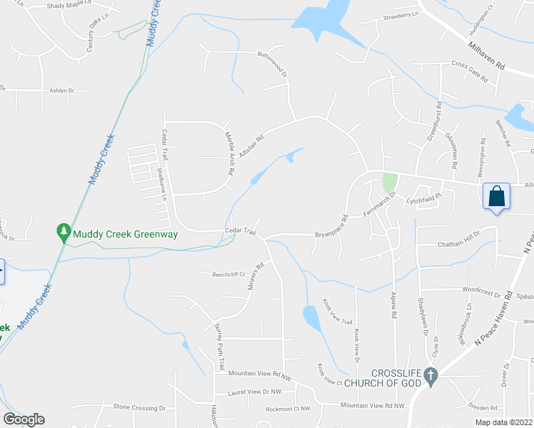 map of restaurants, bars, coffee shops, grocery stores, and more near 909 Shadowmere Court in Winston-Salem