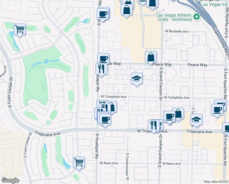 map of restaurants, bars, coffee shops, grocery stores, and more near 4670 San Vito Street in Las Vegas