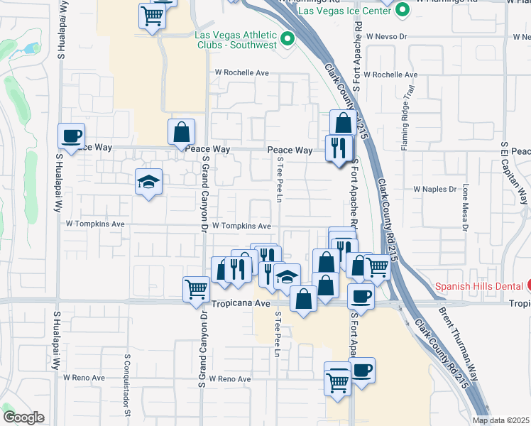 map of restaurants, bars, coffee shops, grocery stores, and more near 9638 Swaying Court in Las Vegas