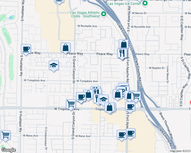 map of restaurants, bars, coffee shops, grocery stores, and more near 9638 Swaying Court in Las Vegas