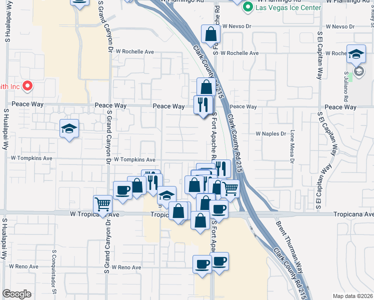 map of restaurants, bars, coffee shops, grocery stores, and more near 9510 Castillana Ct in Las Vegas