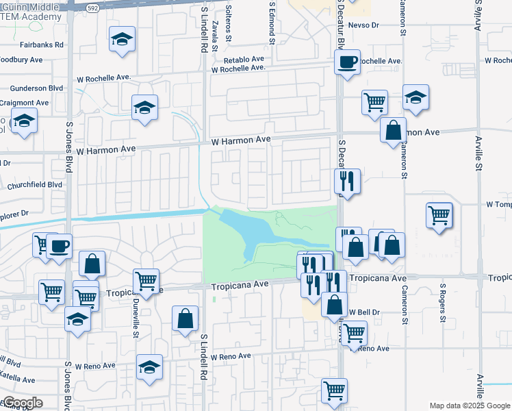 map of restaurants, bars, coffee shops, grocery stores, and more near 5266 Fordham Road in Las Vegas