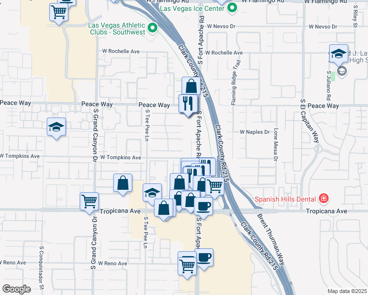map of restaurants, bars, coffee shops, grocery stores, and more near 9462 Castillana Court in Las Vegas