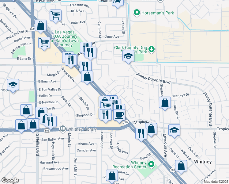 map of restaurants, bars, coffee shops, grocery stores, and more near 4662 Color Up Court in Las Vegas