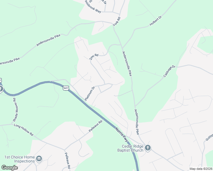 map of restaurants, bars, coffee shops, grocery stores, and more near 4316 Platinum Drive in Knoxville