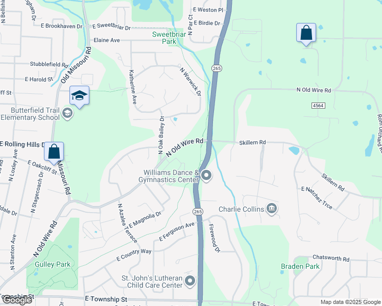 map of restaurants, bars, coffee shops, grocery stores, and more near 2916 North Old Wire Road in Fayetteville