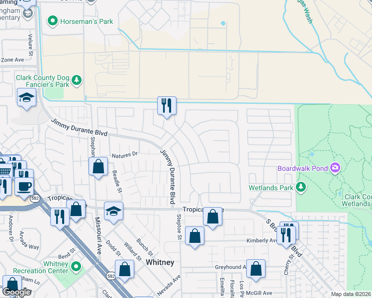 map of restaurants, bars, coffee shops, grocery stores, and more near 4660 Carmar Drive in Las Vegas