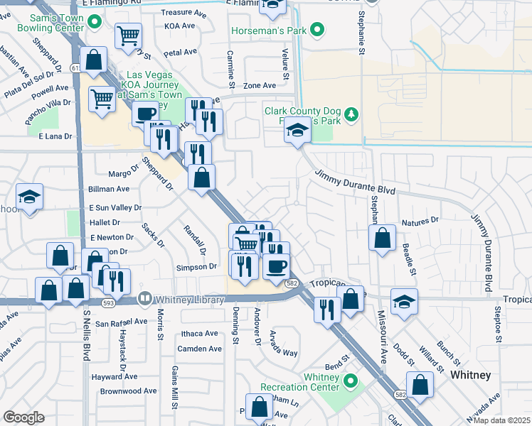 map of restaurants, bars, coffee shops, grocery stores, and more near 4675 Color Up Court in Las Vegas