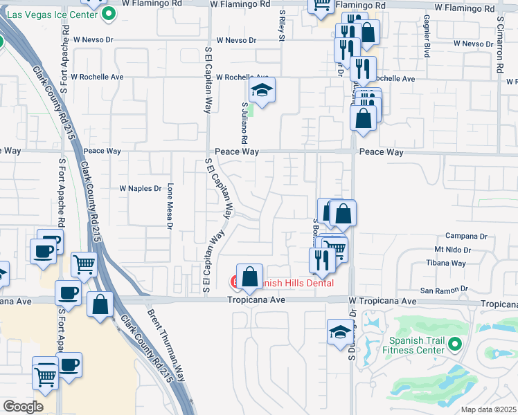map of restaurants, bars, coffee shops, grocery stores, and more near 4678 El Camino Cabos Drive in Las Vegas