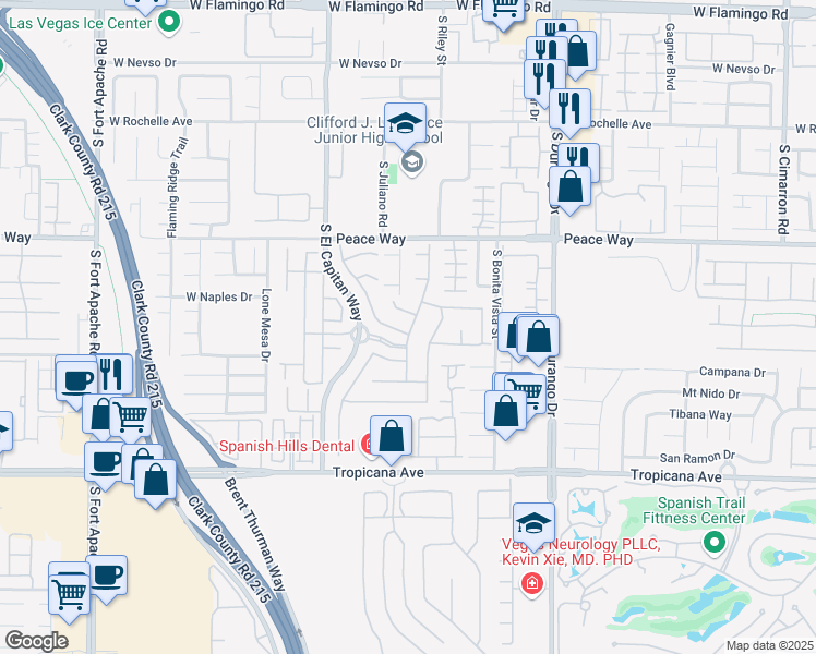 map of restaurants, bars, coffee shops, grocery stores, and more near 4678 El Camino Cabos Drive in Las Vegas