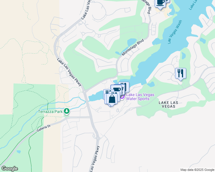 map of restaurants, bars, coffee shops, grocery stores, and more near 29 Montelago Boulevard in Henderson