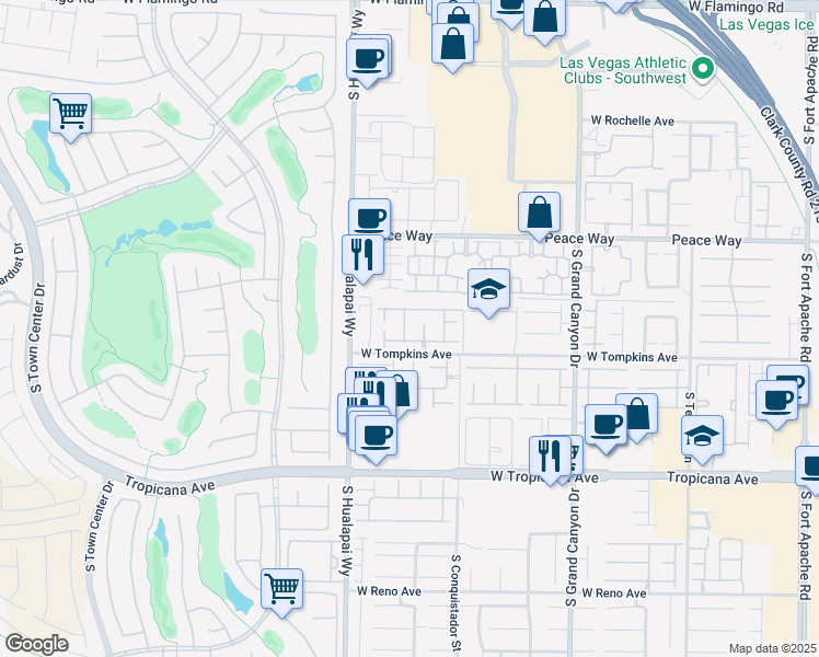 map of restaurants, bars, coffee shops, grocery stores, and more near 4654 San Vito Street in Las Vegas