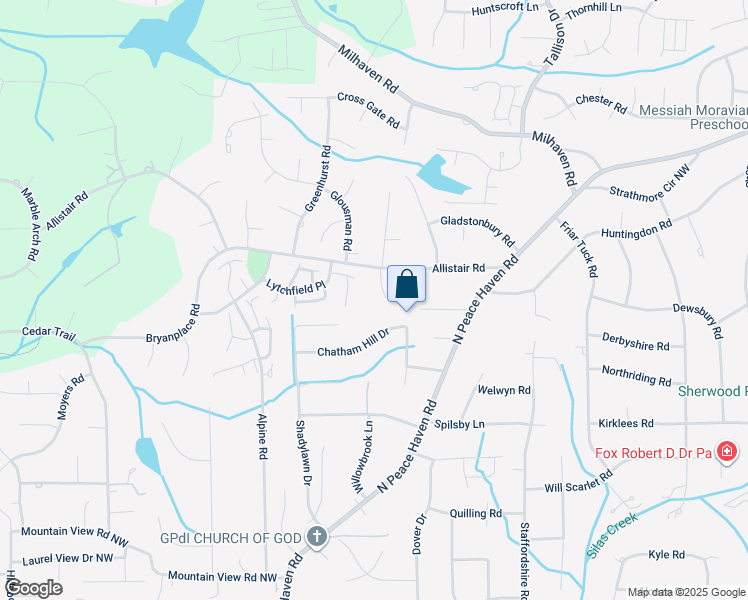 map of restaurants, bars, coffee shops, grocery stores, and more near 950 Aquadale Lane in Winston-Salem