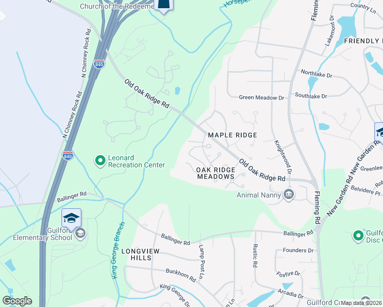 map of restaurants, bars, coffee shops, grocery stores, and more near 5411 Winters Way in Greensboro