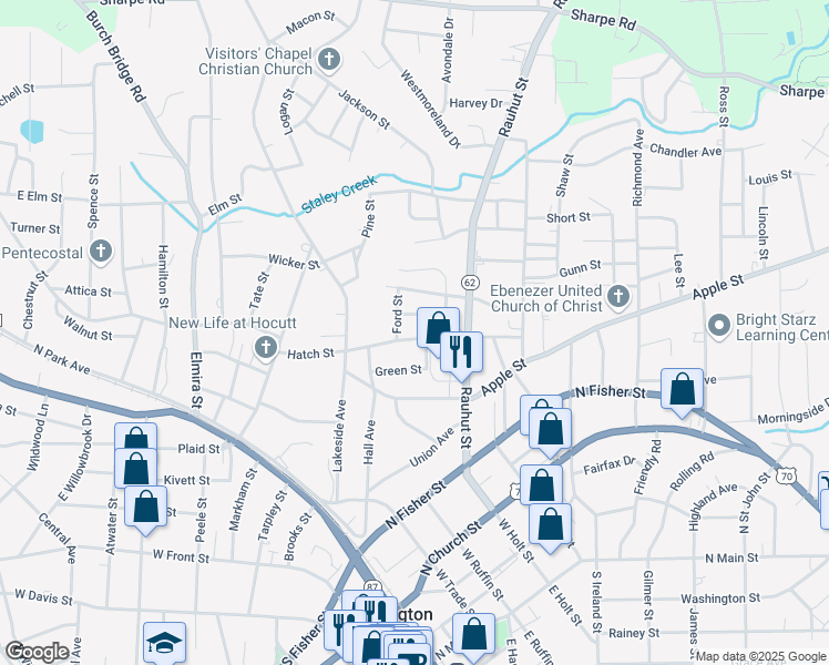 map of restaurants, bars, coffee shops, grocery stores, and more near 428 Hatch Street in Burlington