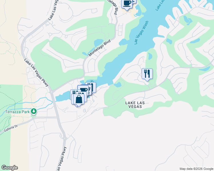 map of restaurants, bars, coffee shops, grocery stores, and more near 46 Grand Corniche Drive in Henderson