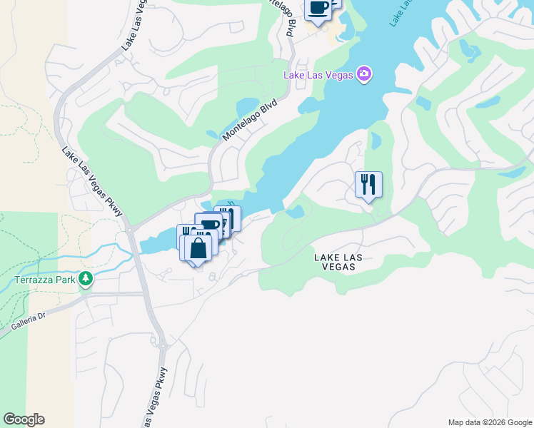 map of restaurants, bars, coffee shops, grocery stores, and more near 70 Strada Di Villaggio in Henderson