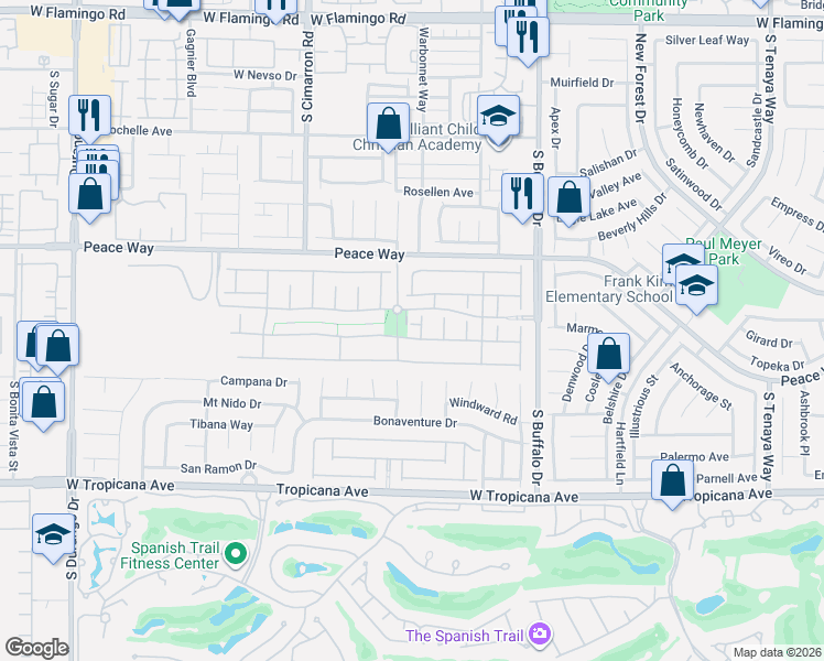 map of restaurants, bars, coffee shops, grocery stores, and more near 8013 Bodie Island Court in Las Vegas