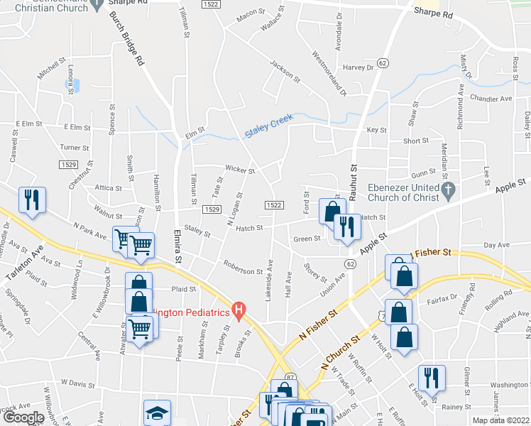 map of restaurants, bars, coffee shops, grocery stores, and more near 232 Kent Street in Burlington