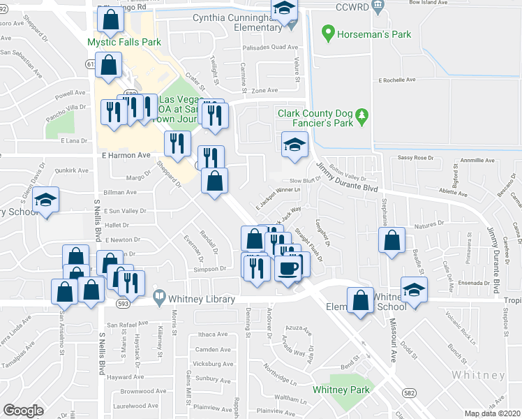 map of restaurants, bars, coffee shops, grocery stores, and more near 4628 Dealers Choice Way in Las Vegas
