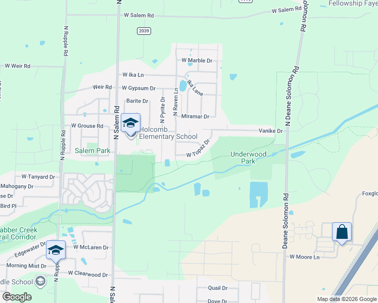 map of restaurants, bars, coffee shops, grocery stores, and more near 2978 West Topaz Drive in Fayetteville