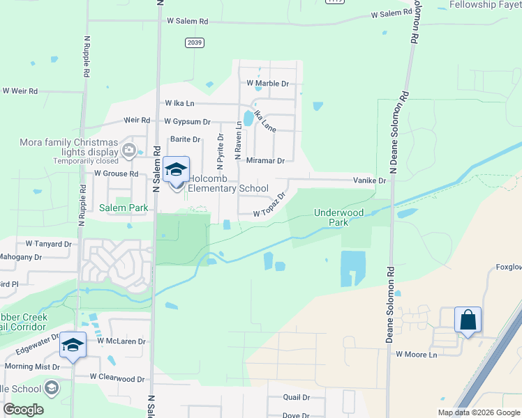 map of restaurants, bars, coffee shops, grocery stores, and more near 2978 West Topaz Drive in Fayetteville