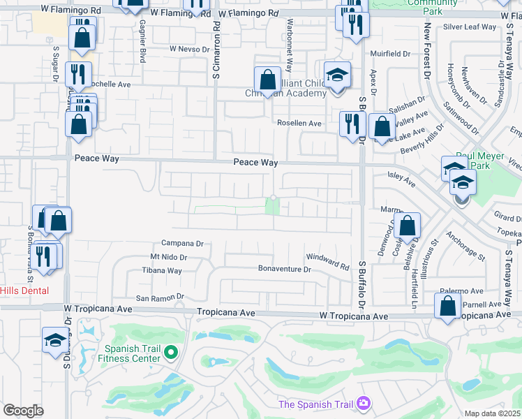 map of restaurants, bars, coffee shops, grocery stores, and more near 8070 Slip Point Avenue in Las Vegas