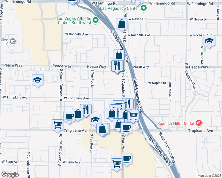 map of restaurants, bars, coffee shops, grocery stores, and more near 9485 Verneda Ct in Las Vegas