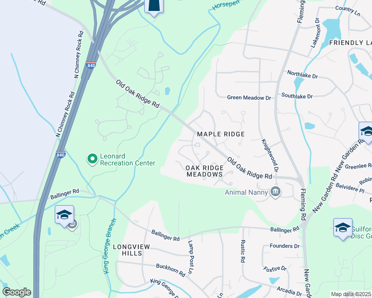 map of restaurants, bars, coffee shops, grocery stores, and more near 5411 Winters Way in Greensboro