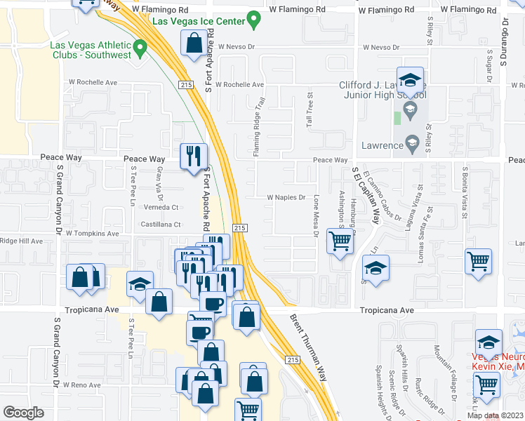 map of restaurants, bars, coffee shops, grocery stores, and more near 9247 Isle Pointe Court in Las Vegas