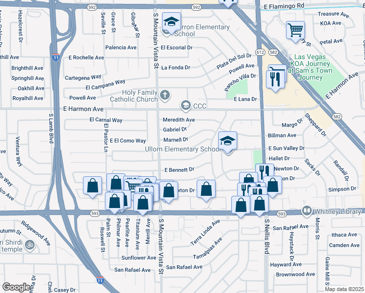 map of restaurants, bars, coffee shops, grocery stores, and more near 4694 Dennis Way in Las Vegas