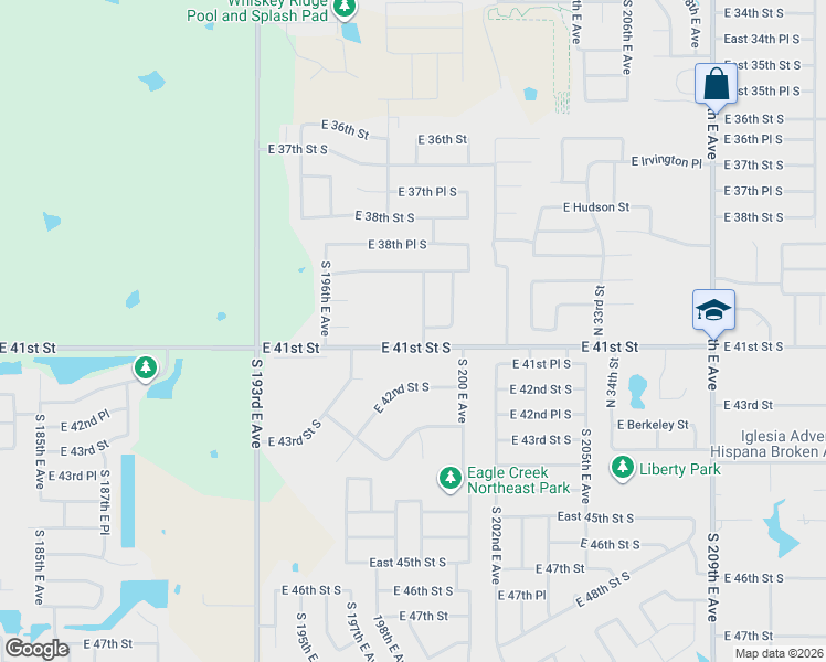 map of restaurants, bars, coffee shops, grocery stores, and more near 4006 S 198th E Ave in Broken Arrow