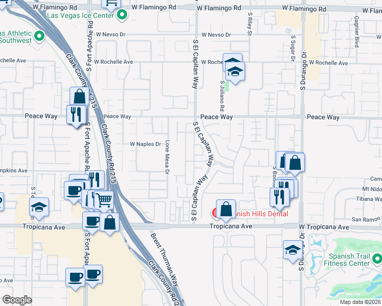 map of restaurants, bars, coffee shops, grocery stores, and more near 4663 Hamburg Street in Las Vegas