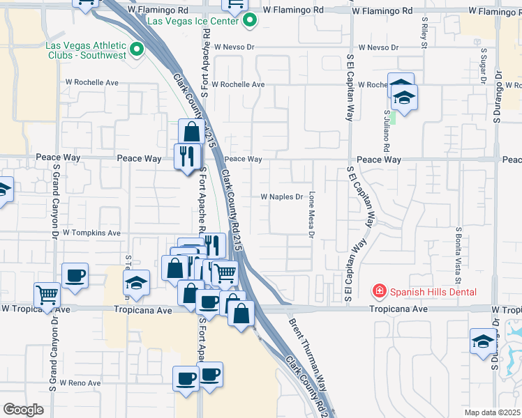 map of restaurants, bars, coffee shops, grocery stores, and more near 4632 Camden Bridge Street in Las Vegas
