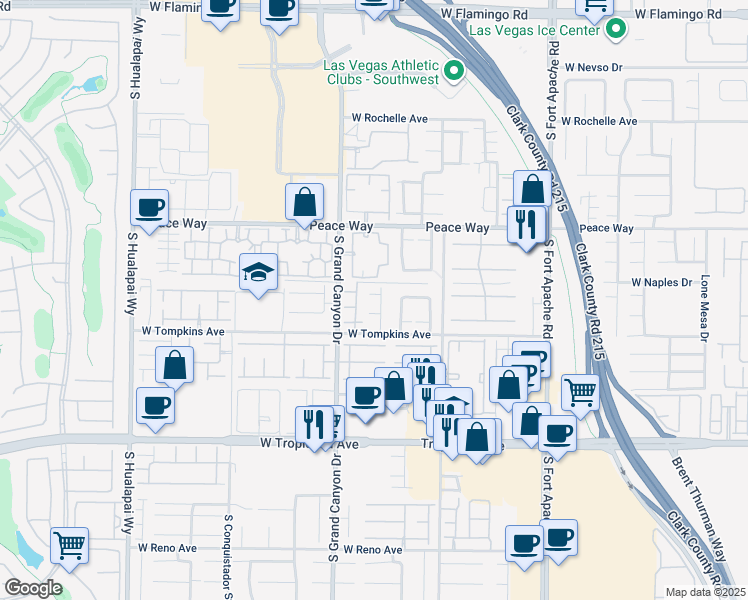 map of restaurants, bars, coffee shops, grocery stores, and more near 9727 Salinger Court in Las Vegas