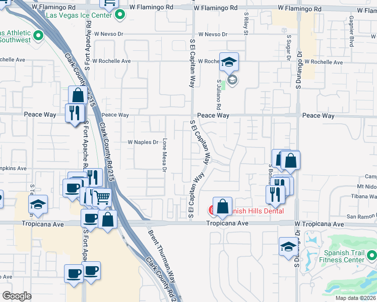 map of restaurants, bars, coffee shops, grocery stores, and more near 4663 Hamburg Street in Las Vegas