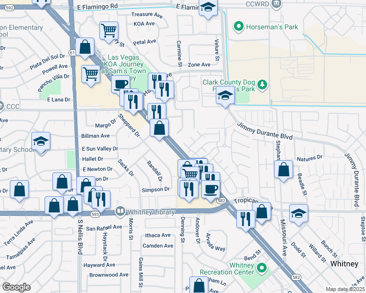 map of restaurants, bars, coffee shops, grocery stores, and more near 4617 Dealers Choice Way in Las Vegas