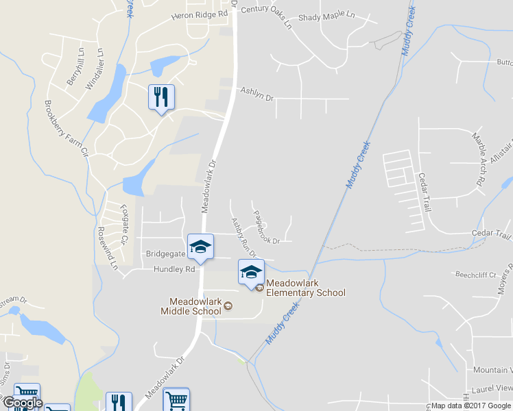 map of restaurants, bars, coffee shops, grocery stores, and more near 531 Paigebrook Drive in Winston-Salem
