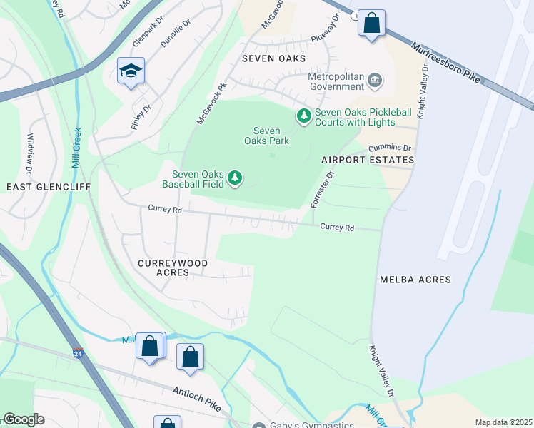 map of restaurants, bars, coffee shops, grocery stores, and more near 1236 Currey Road in Nashville