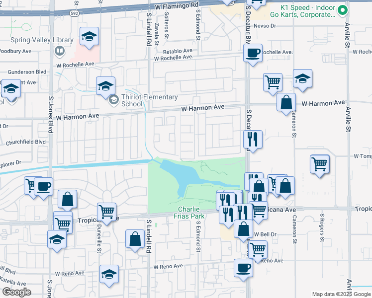 map of restaurants, bars, coffee shops, grocery stores, and more near 5266 Lisagayle Court in Las Vegas