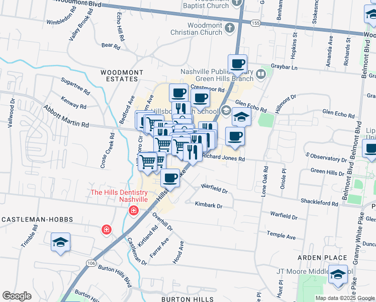 map of restaurants, bars, coffee shops, grocery stores, and more near 3909 U.S. 431 in Nashville