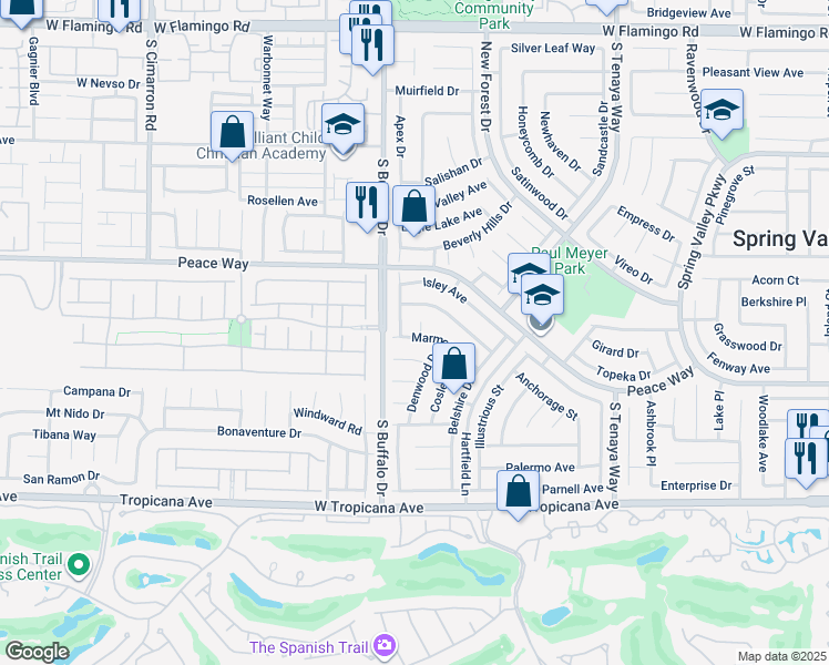 map of restaurants, bars, coffee shops, grocery stores, and more near 4605 Ermine Court in Las Vegas