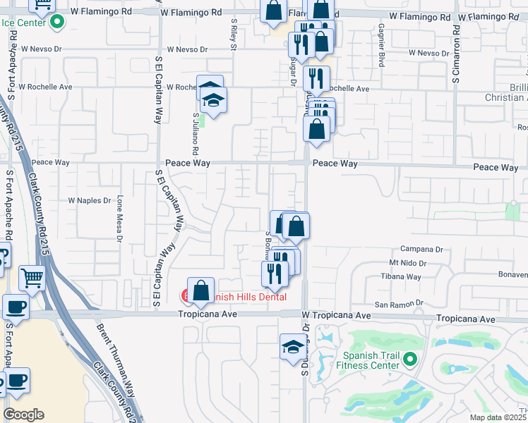 map of restaurants, bars, coffee shops, grocery stores, and more near 4624 Stuttgart Street in Las Vegas
